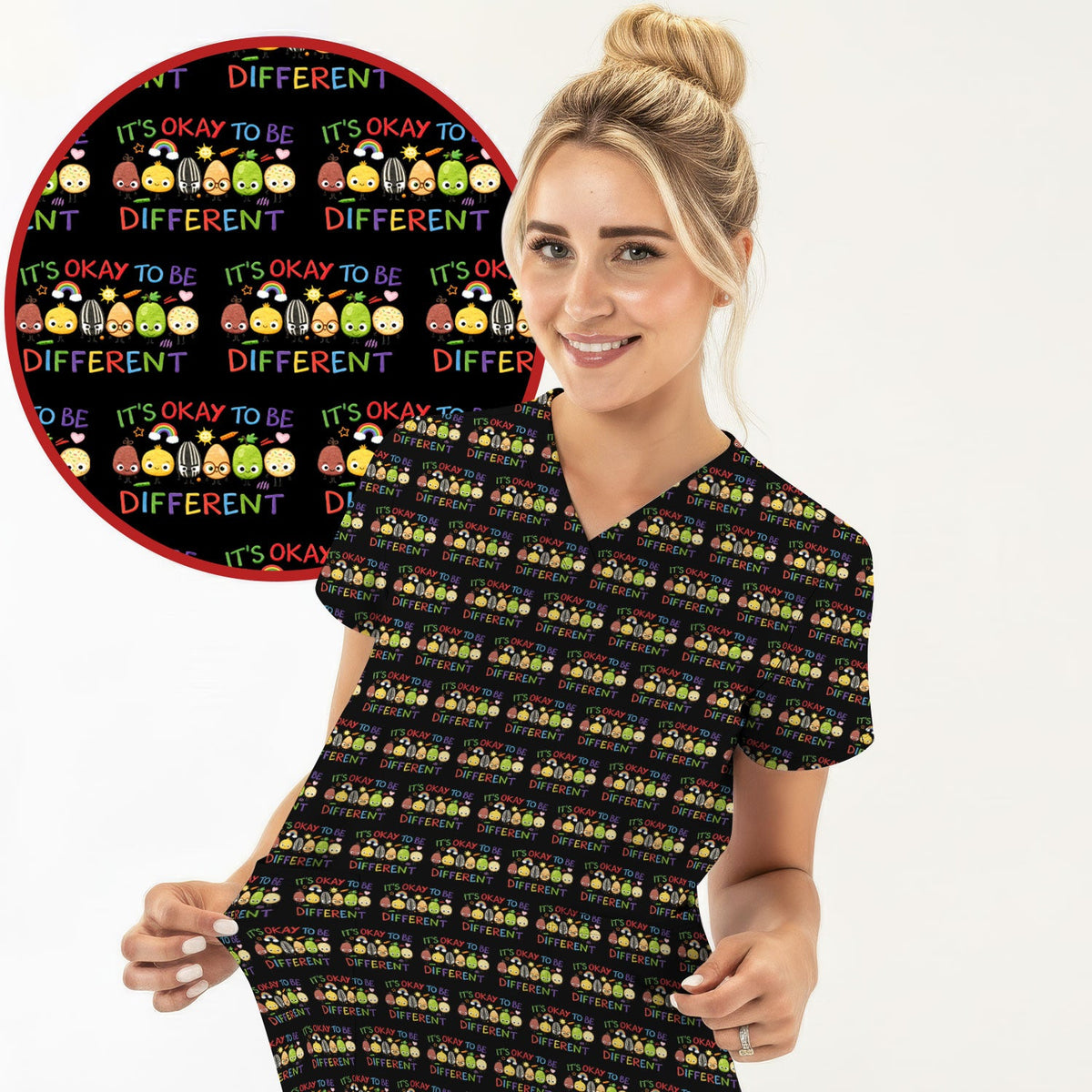 Autism Awareness It's OK To Be Different Nurse Scrub Top