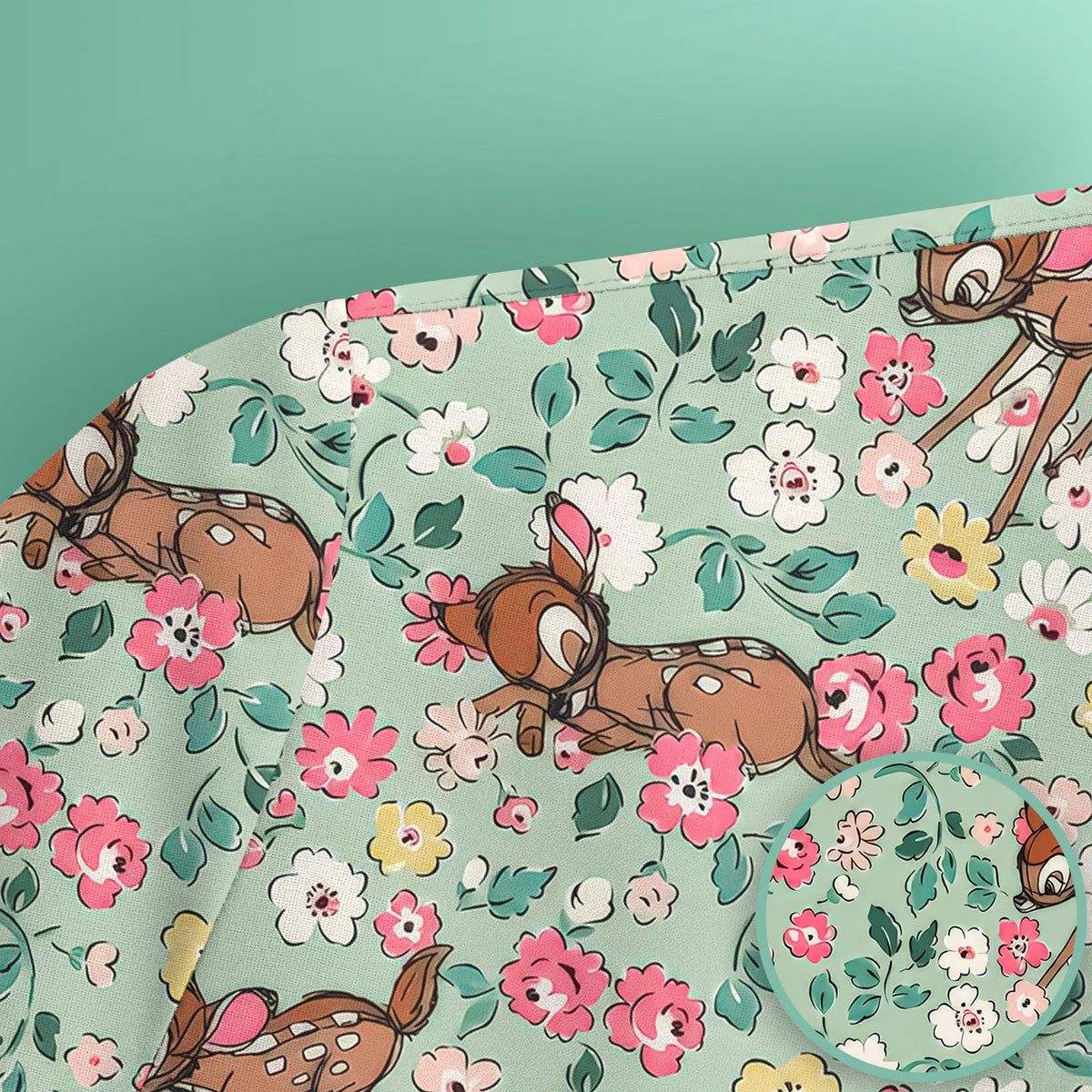 Cute Baby Deer Floral Nurse Scrub Top