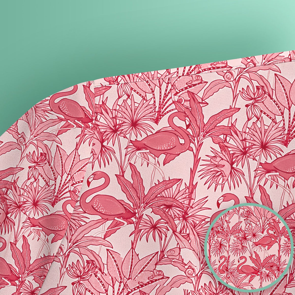 Tropical Flamingo Palm Leaves Nurse Scrub Top