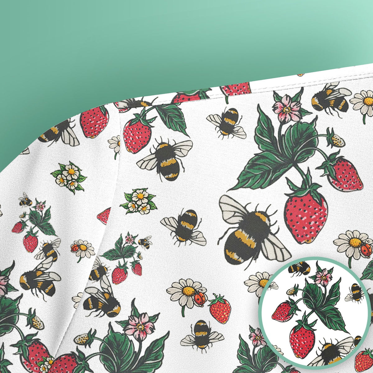 Strawberry Bee Daisy Nurse Scrub Top