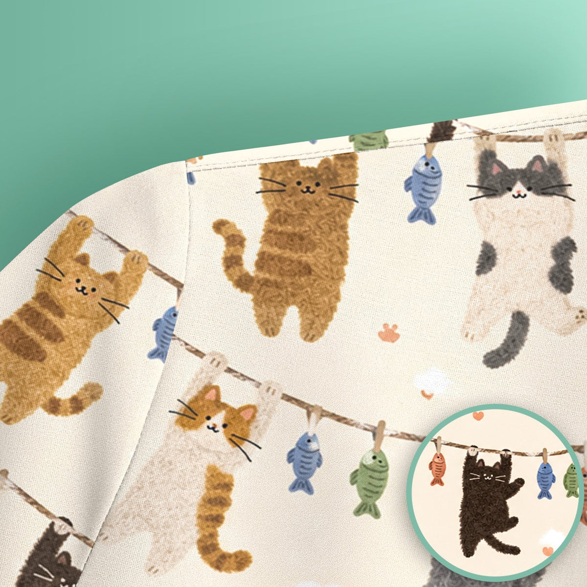 Hanging Cat Fishline Nurse Scrub Top