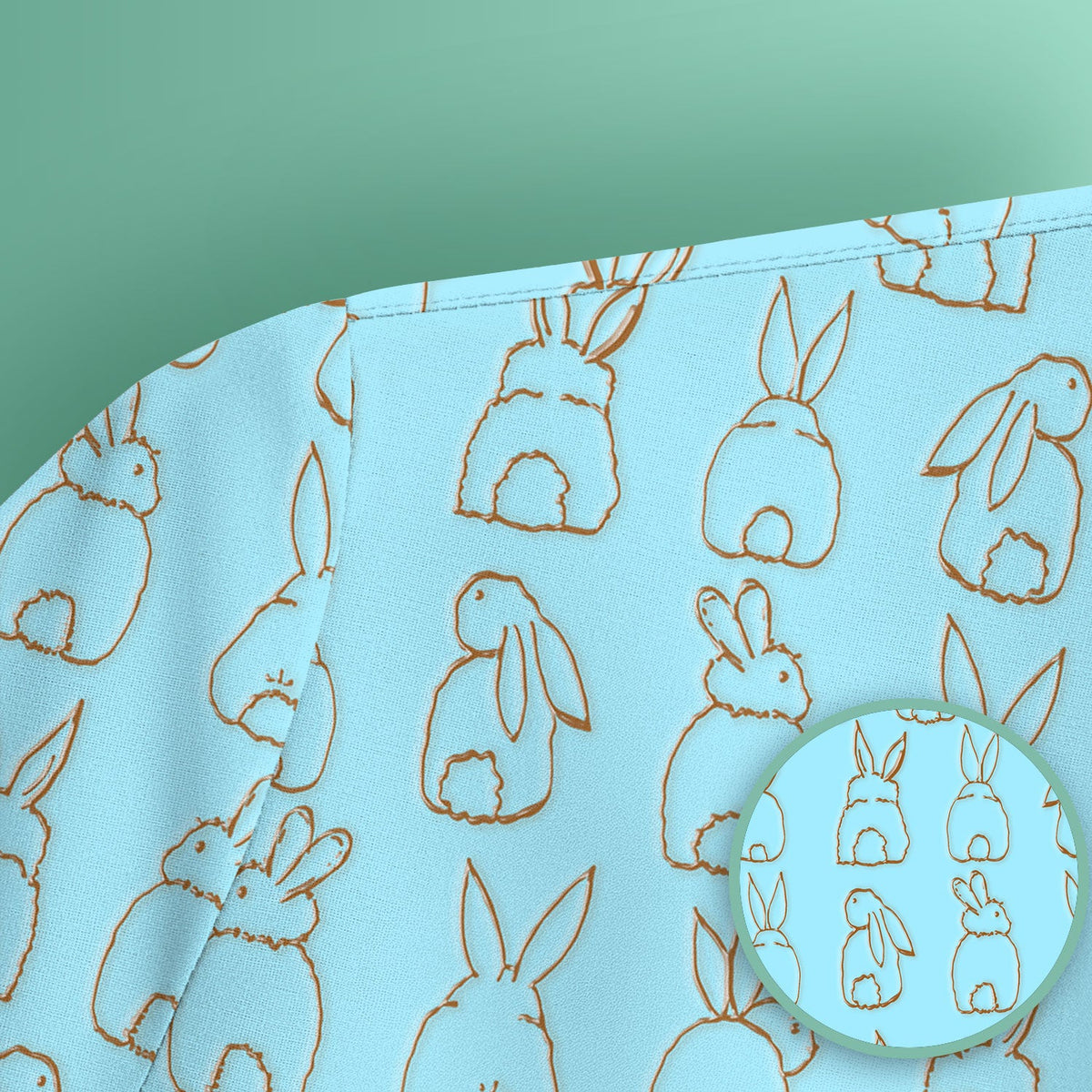 Cartoon Bunny Line Art Nurse Scrub Top - Easter Gift