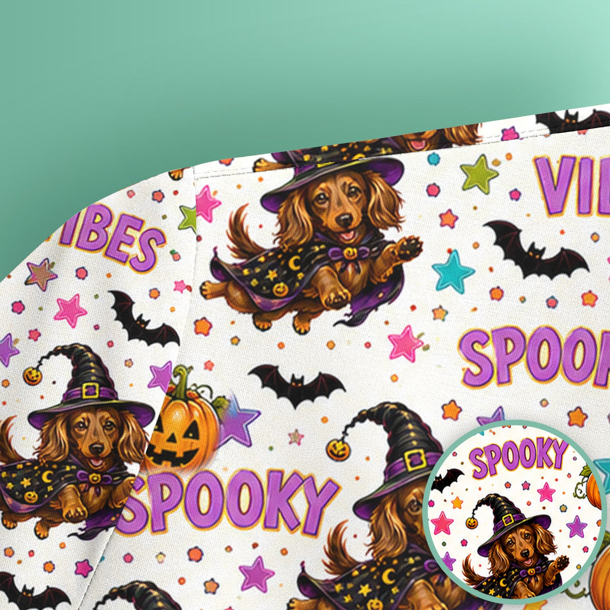 Spooky Dachshund Vibes Nurse Scrub Top