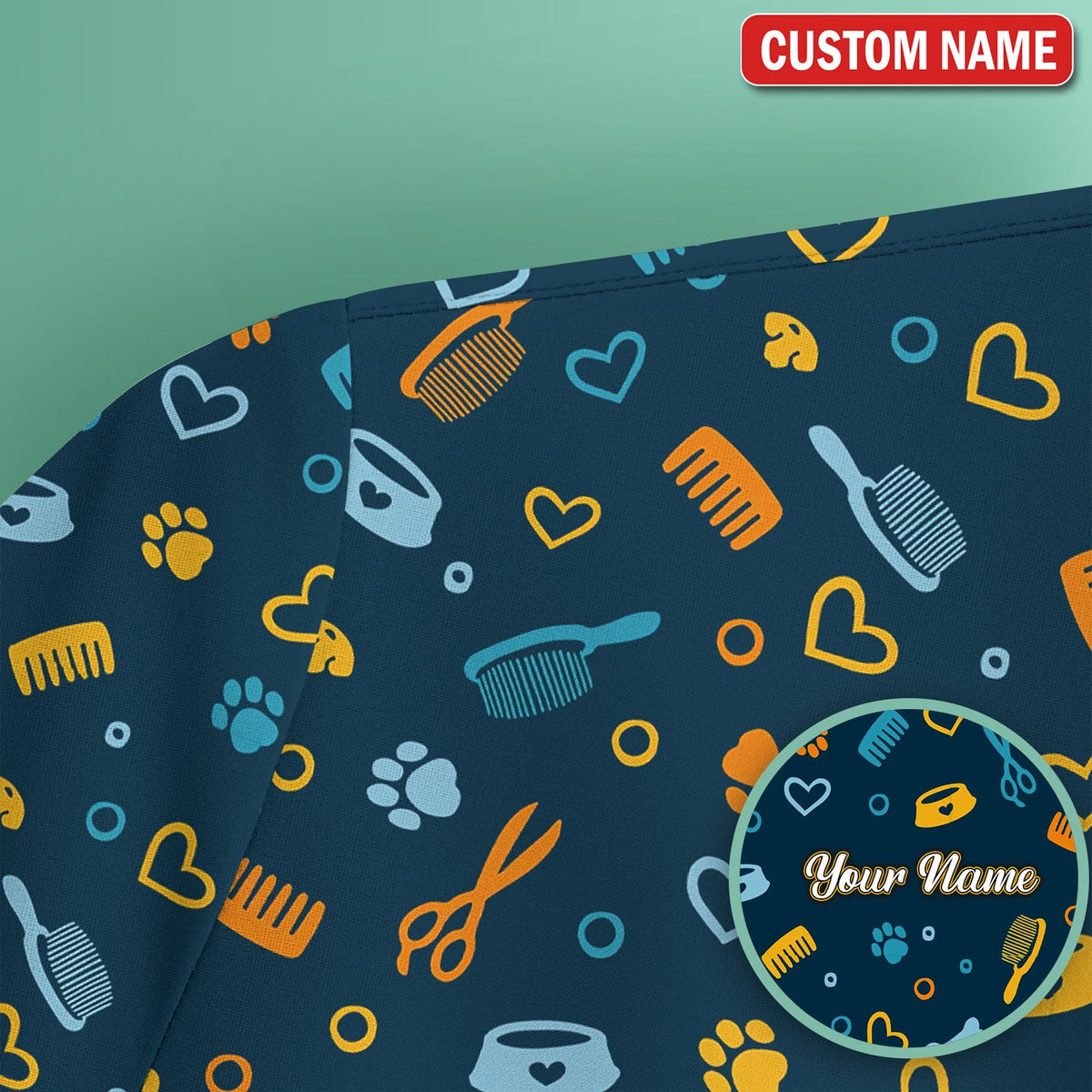 Personalized Dog Cat Grooming Nurse Scrub Top