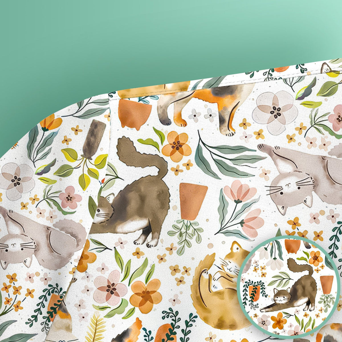 Cat Wildflower Garden Nurse Scrub Top
