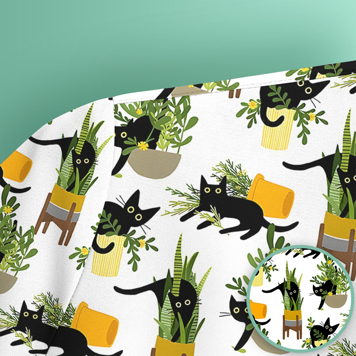 Black Cat Plant Pots Nurse Scrub Top