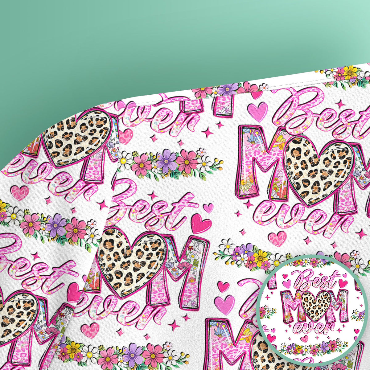 Best Mom Ever Leopard Heart Nurse Scrub Top