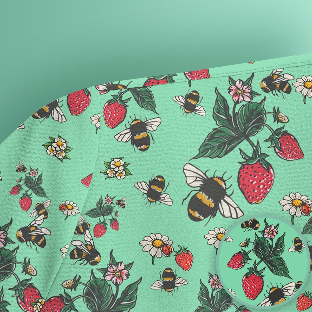 Strawberry Bee Daisy Nurse Scrub Top