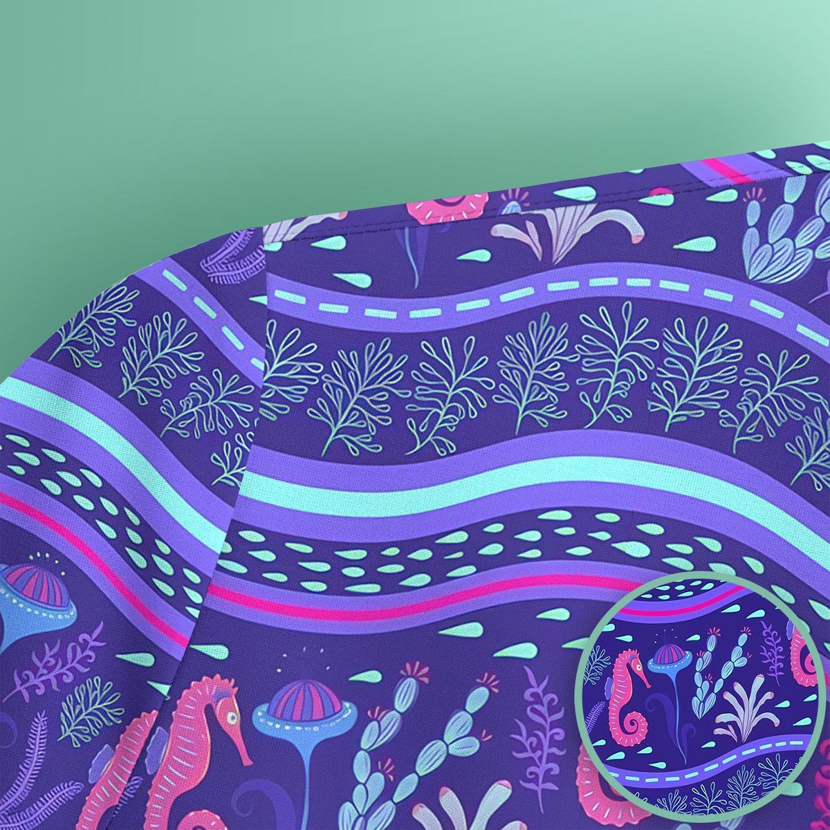 Purple Seahorse Ocean Pattern Nurse Scrub Top