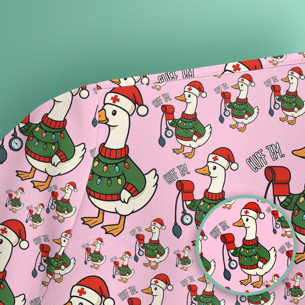 Christmas Duck Nurse Scrub Top