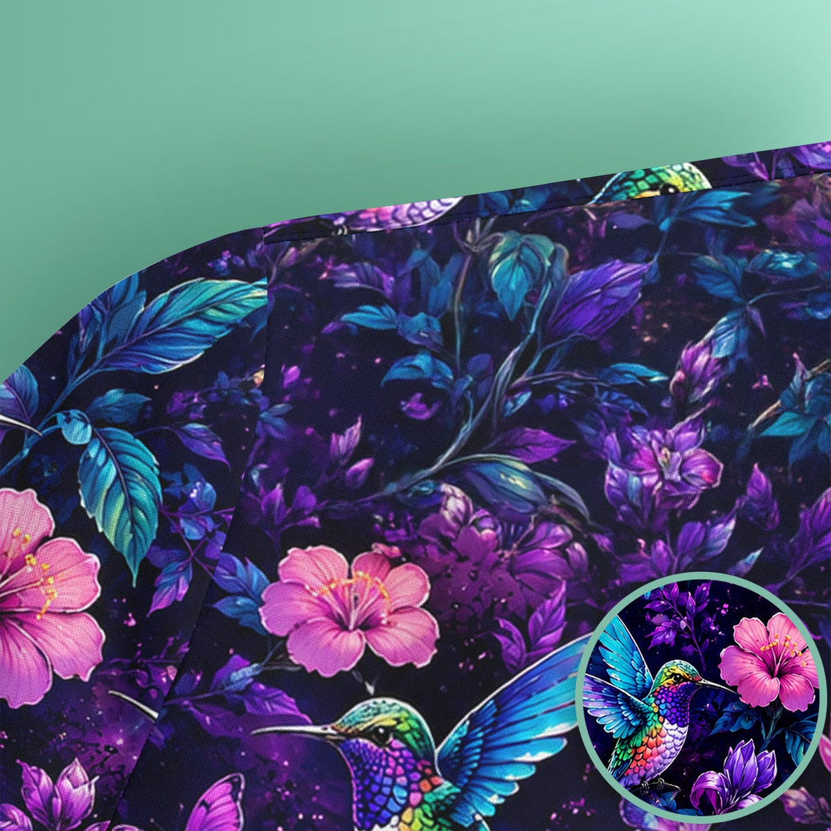Vibrant Hummingbird Hibiscus Blossom Nurse Scrub Top