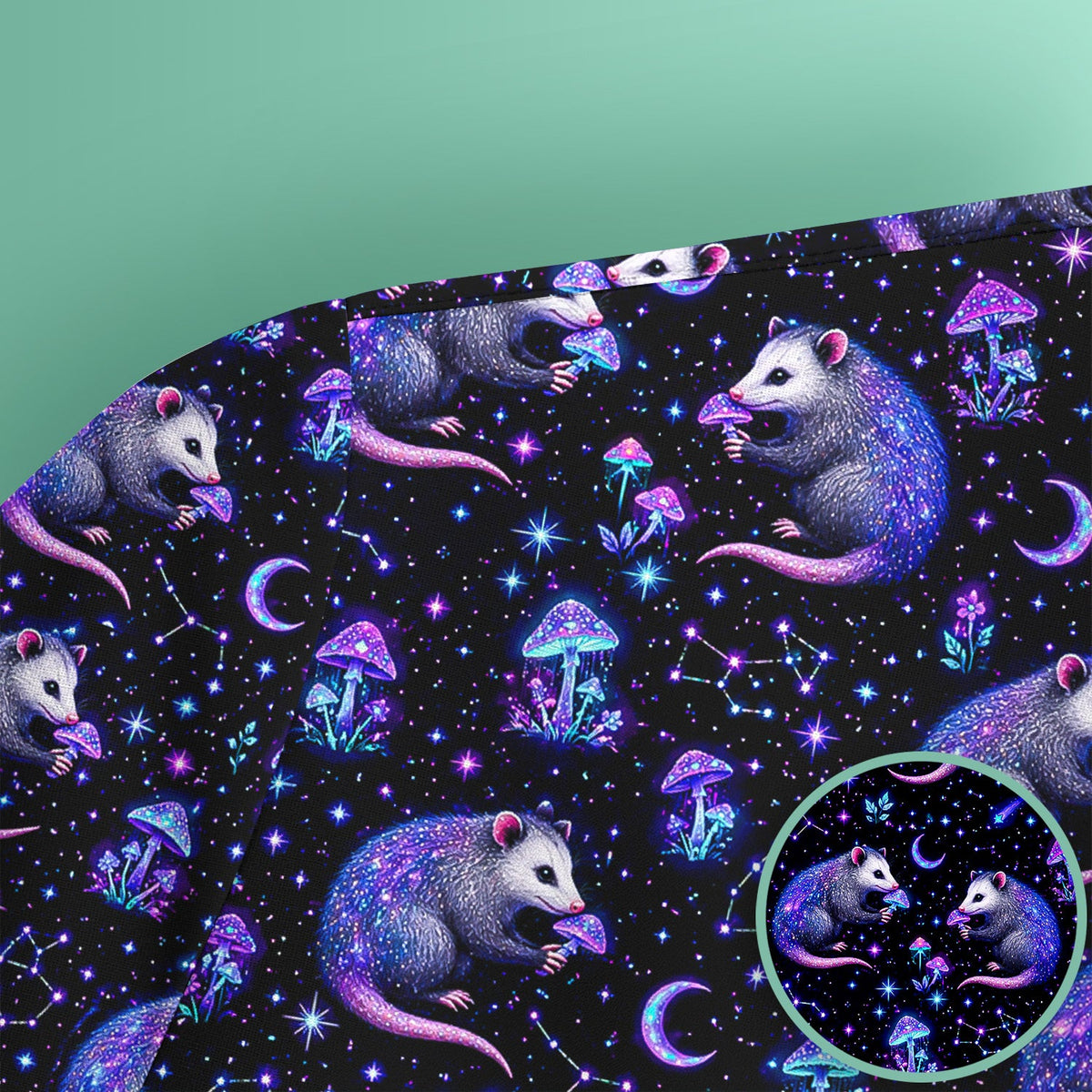 Celestial Purple Opossum Mushroom Nurse Scrub Top