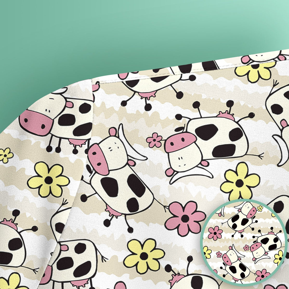 Cow Flower Meadow Nurse Scrub Top