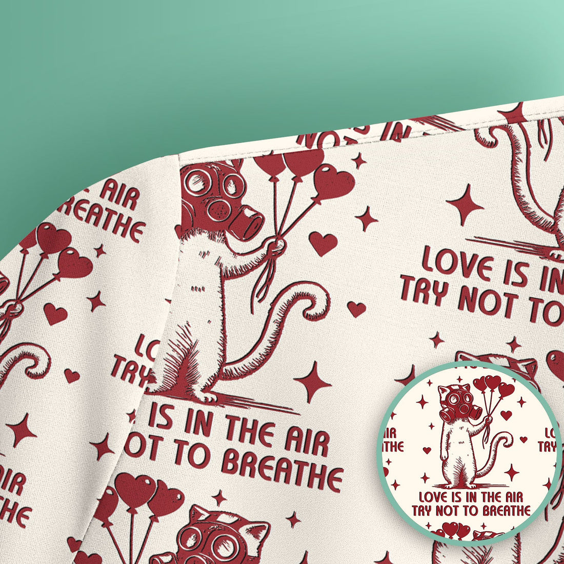 Gas Mask Cat Balloon Nurse Scrub Top - Valentines Day Gift
