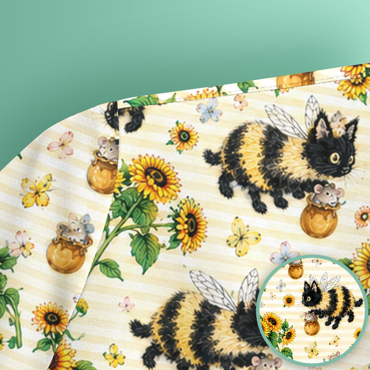 Bumblebee Cat Sunflower Nurse Scrub Top