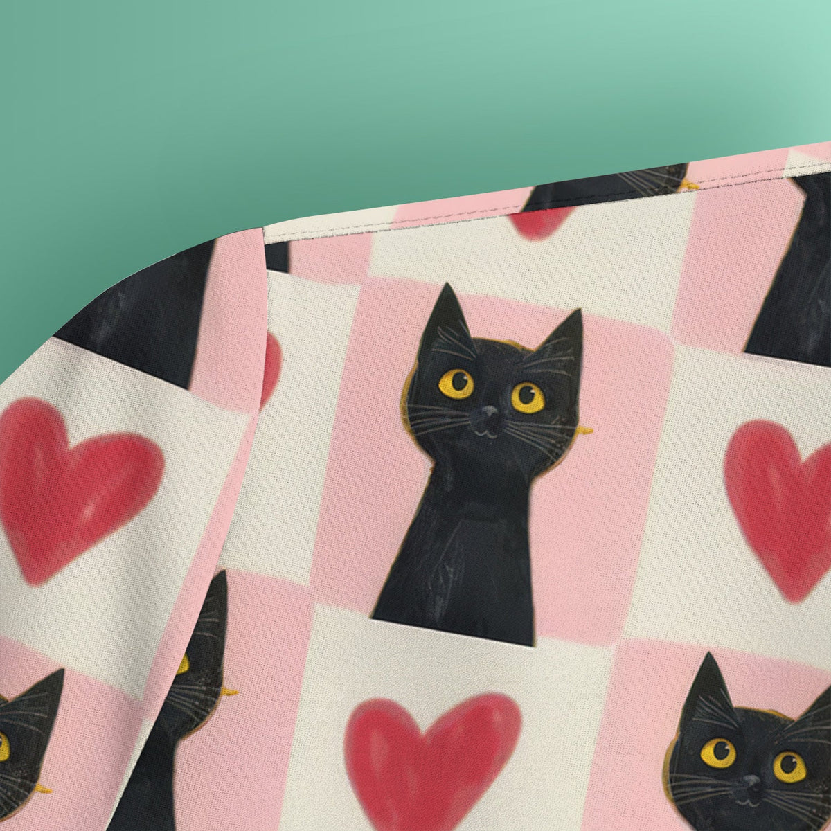 Cute Black Cat Heart Nurse Scrub Top