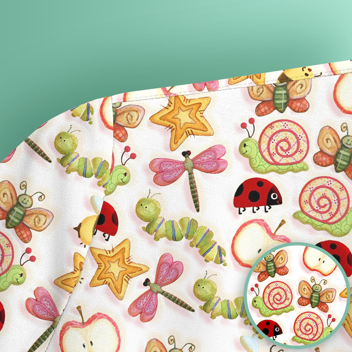 Snail Ladybug Caterpillar Apple Garden Nurse Scrub Top