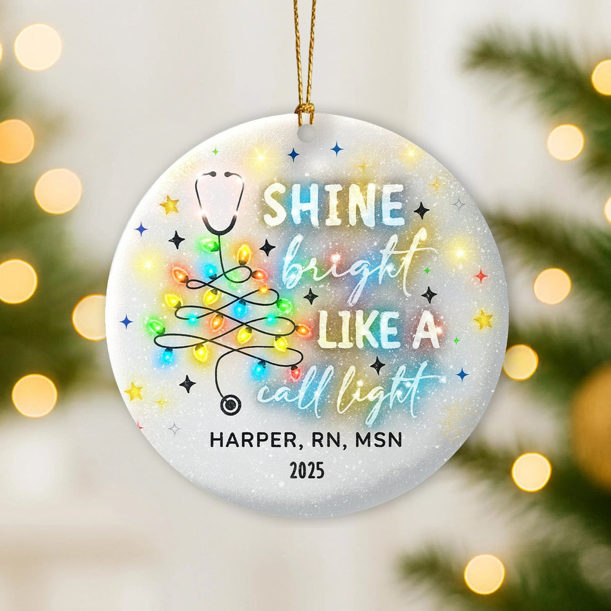 Personalized Shine Bright Call Light Nurse Ornament
