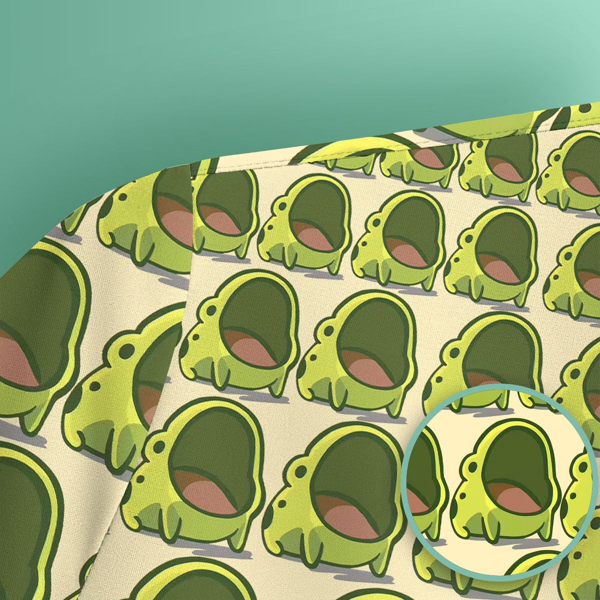 Green Frog Cartoon Nurse Scrub Top