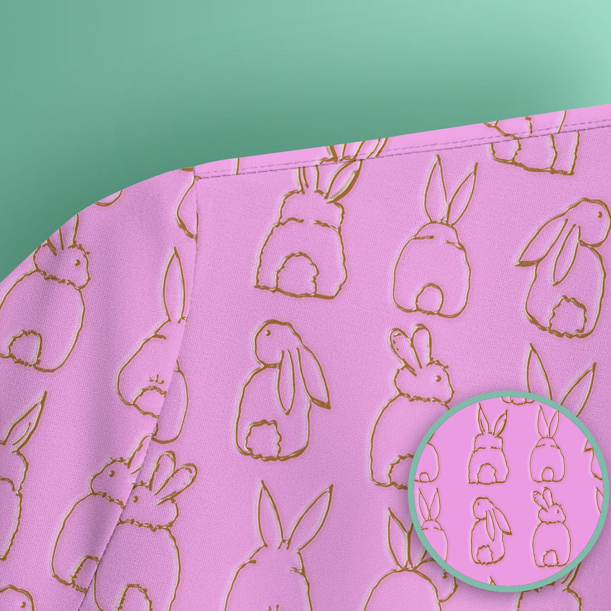 Cartoon Bunny Line Art Nurse Scrub Top - Easter Gift
