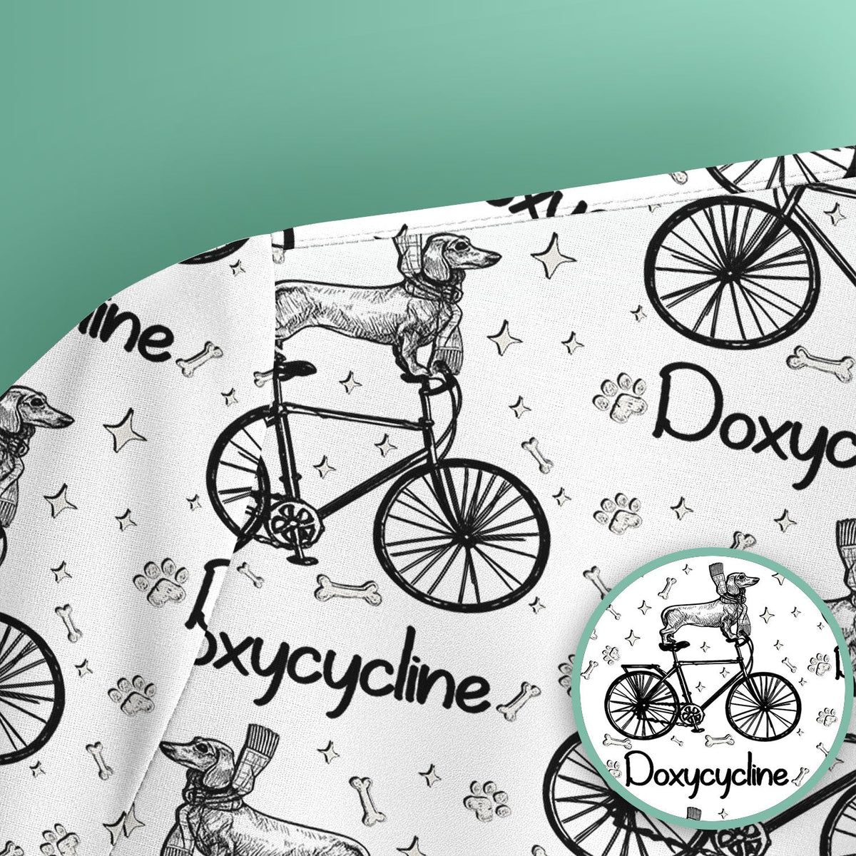 Funny Doxycycline Dog Bicycle Print Scrub Top, Comfortable Scrubs for Nurses