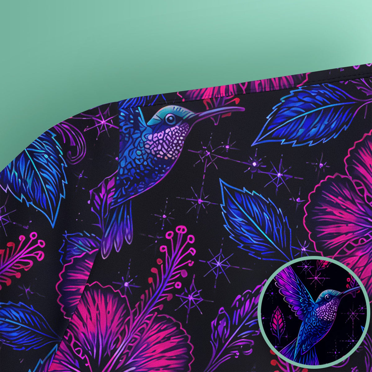 Tropical Hummingbird Hibiscus Floral Nurse Scrub Top