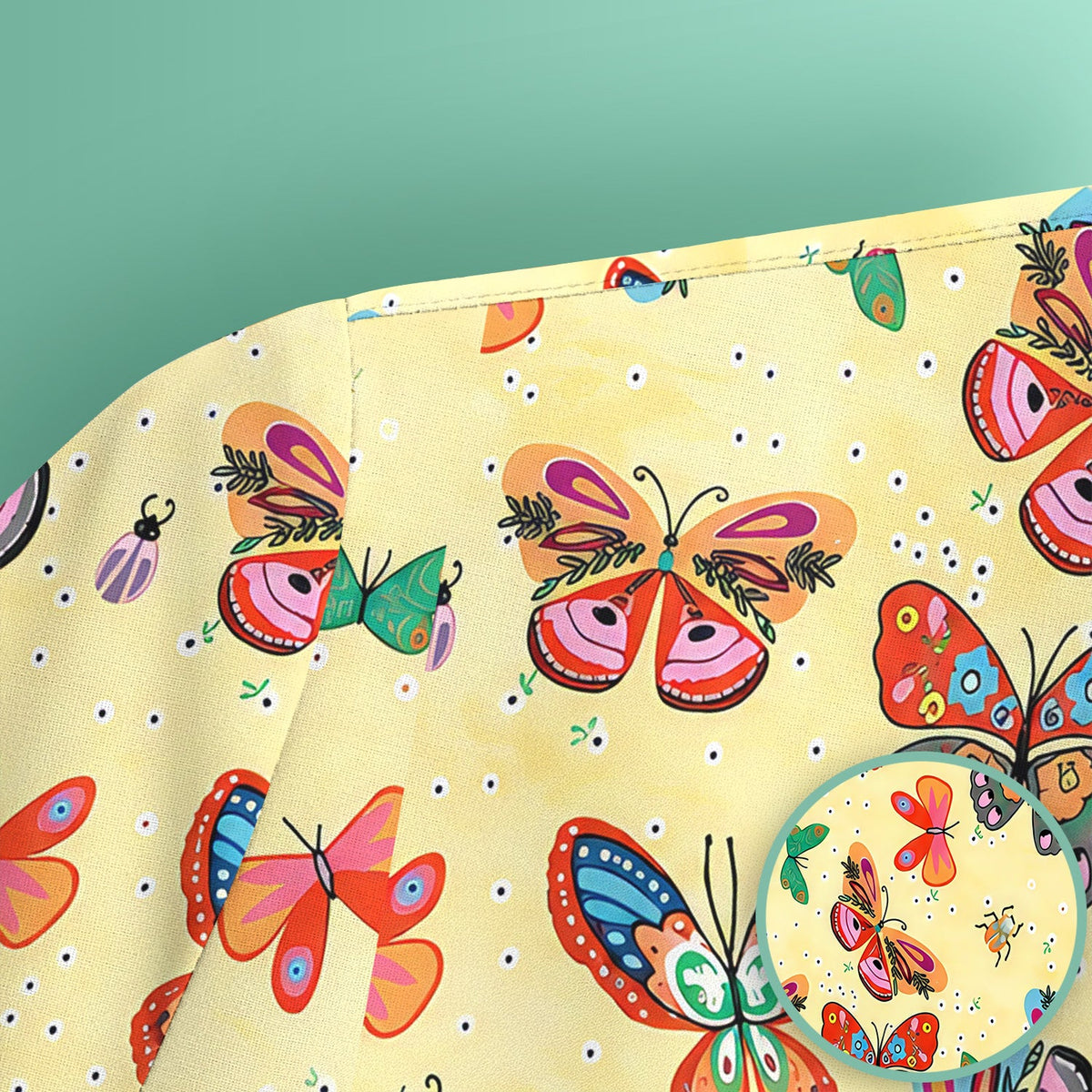 Colorful Butterfly Garden Nurse Scrub Top