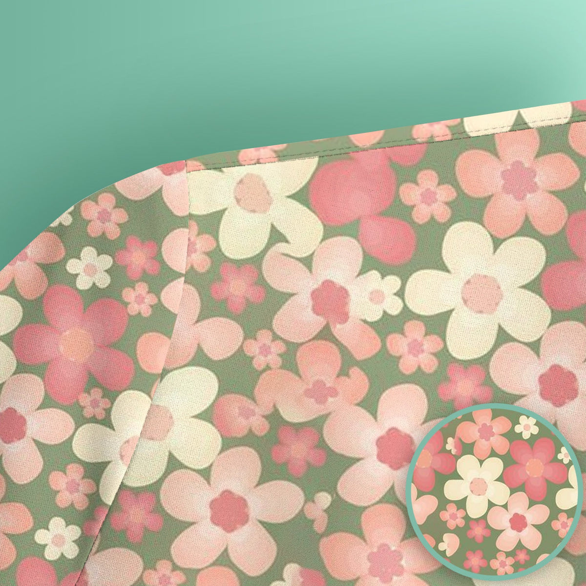 Retro Floral Print Nurse Scrub Top