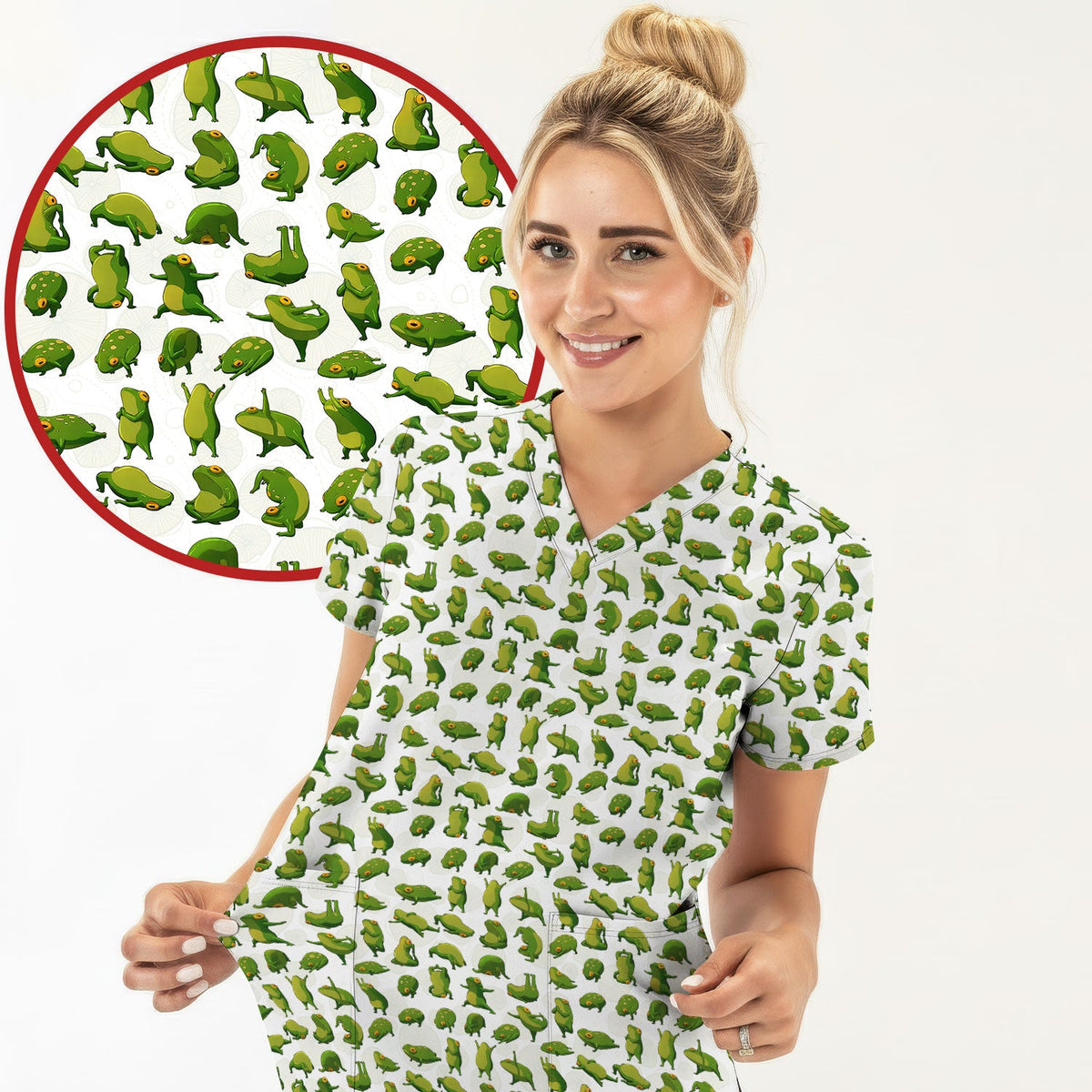 Frog Cartoon Nurse Scrub Top