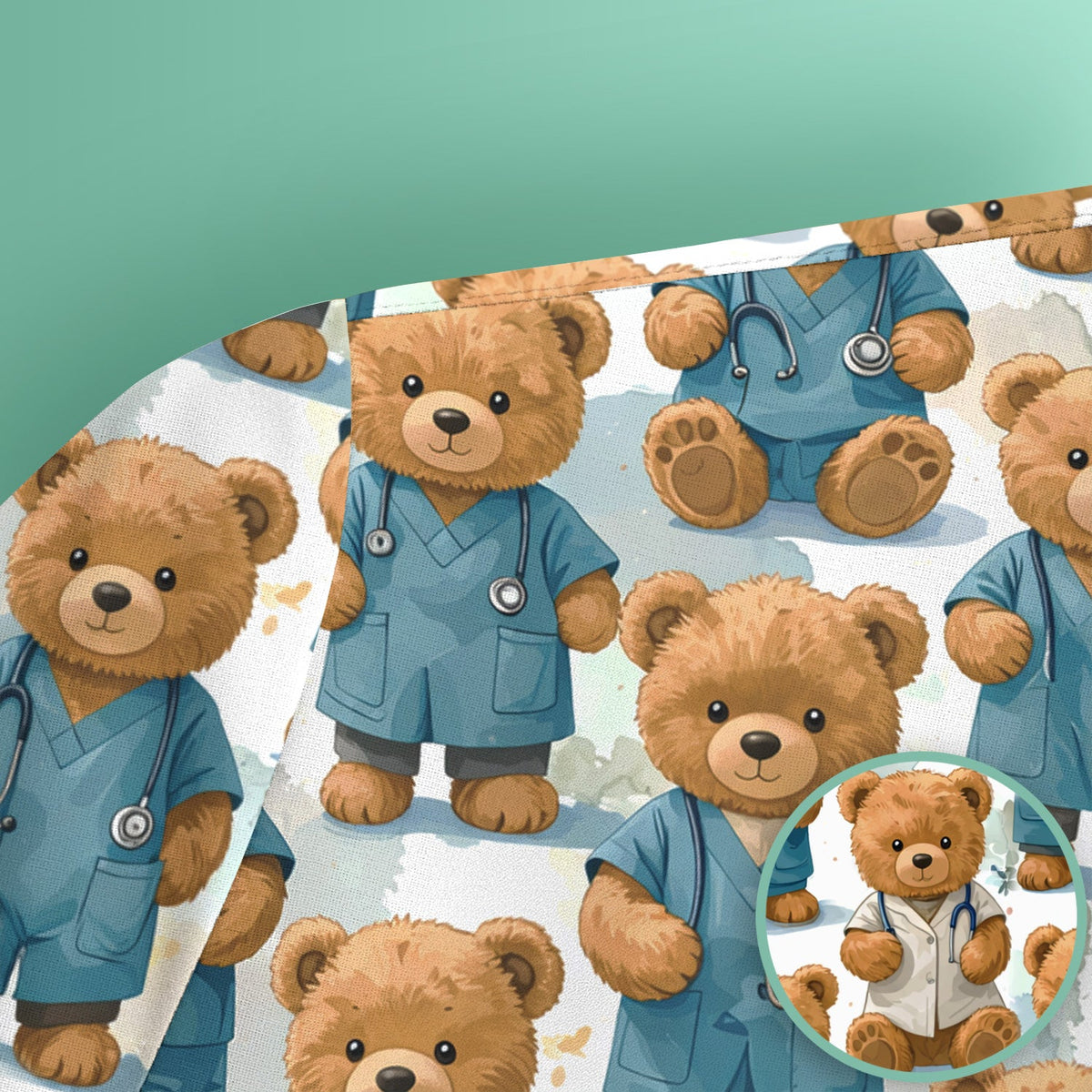 Teddy Bear Doctor Nurse Scrub Top