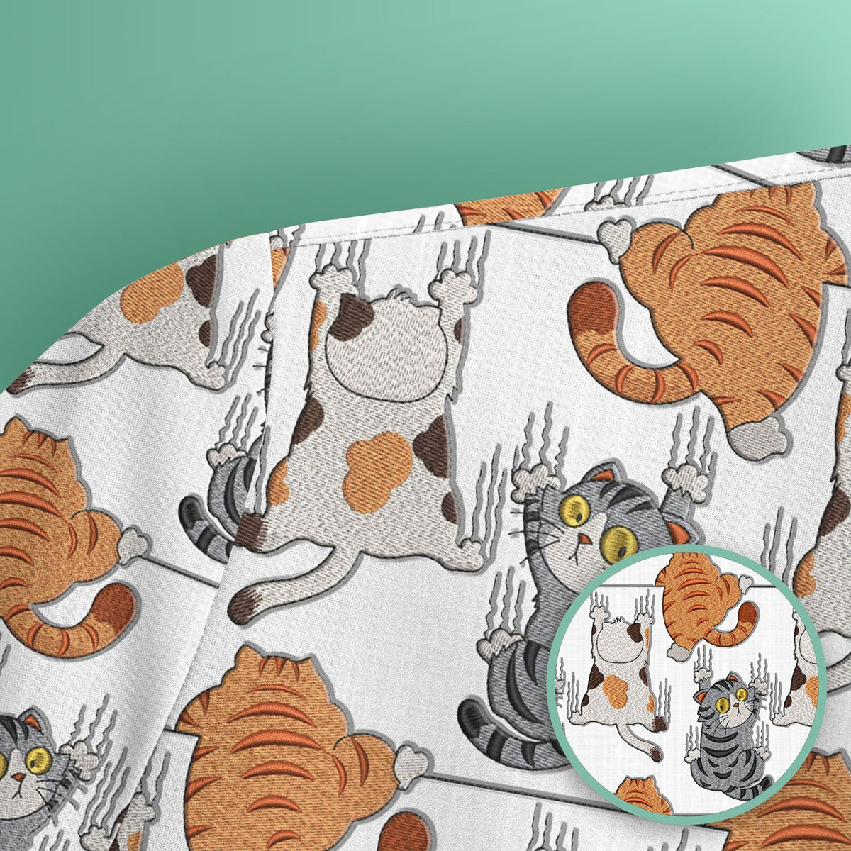 Cute Cat Pattern Nurse Scrub Top, Cats Medical Pattern Shirt, Breathable Fabrics Nursing Uniform