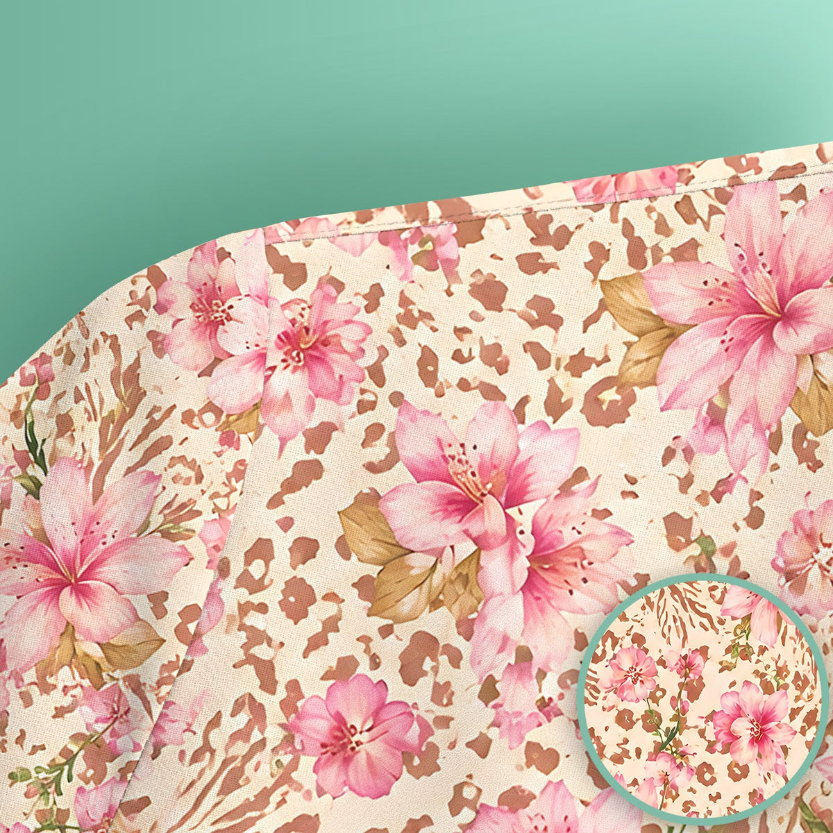 Pink Floral Leopard Nurse Scrub Top