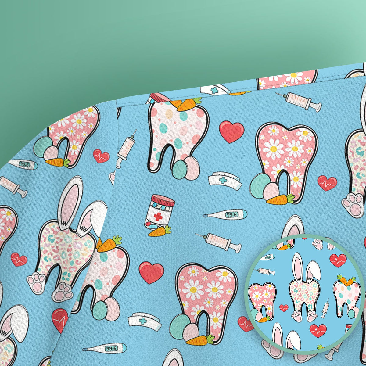 Easter Bunny Dentist Nurse Scrub Top