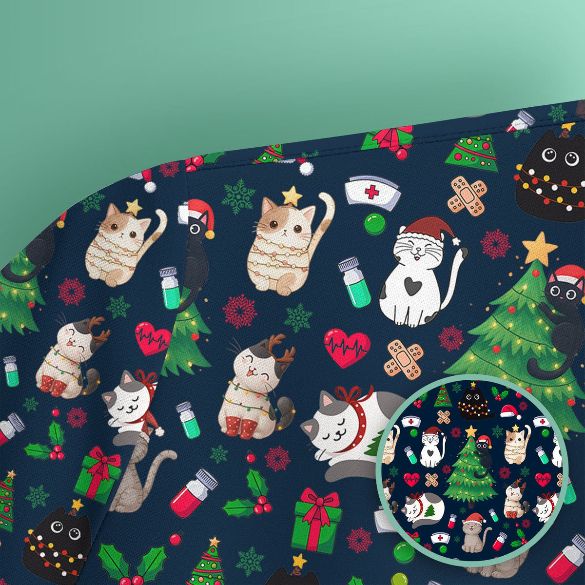 Christmas Pet Nurse Scrub Top