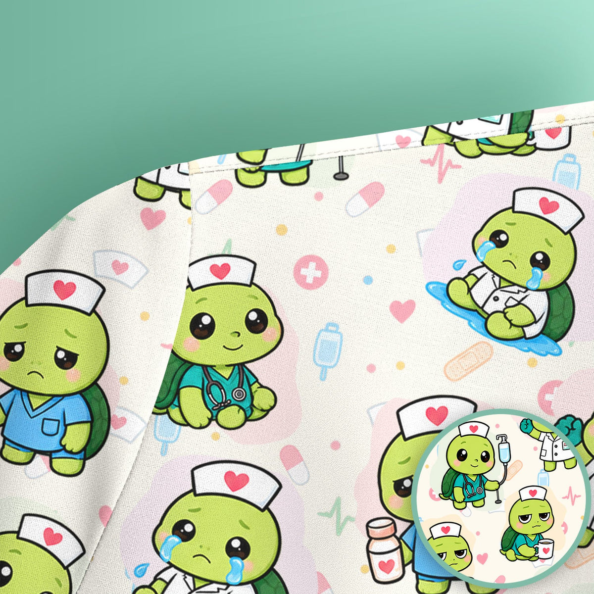 Turtle Medical Icons Nurse Scrub Top
