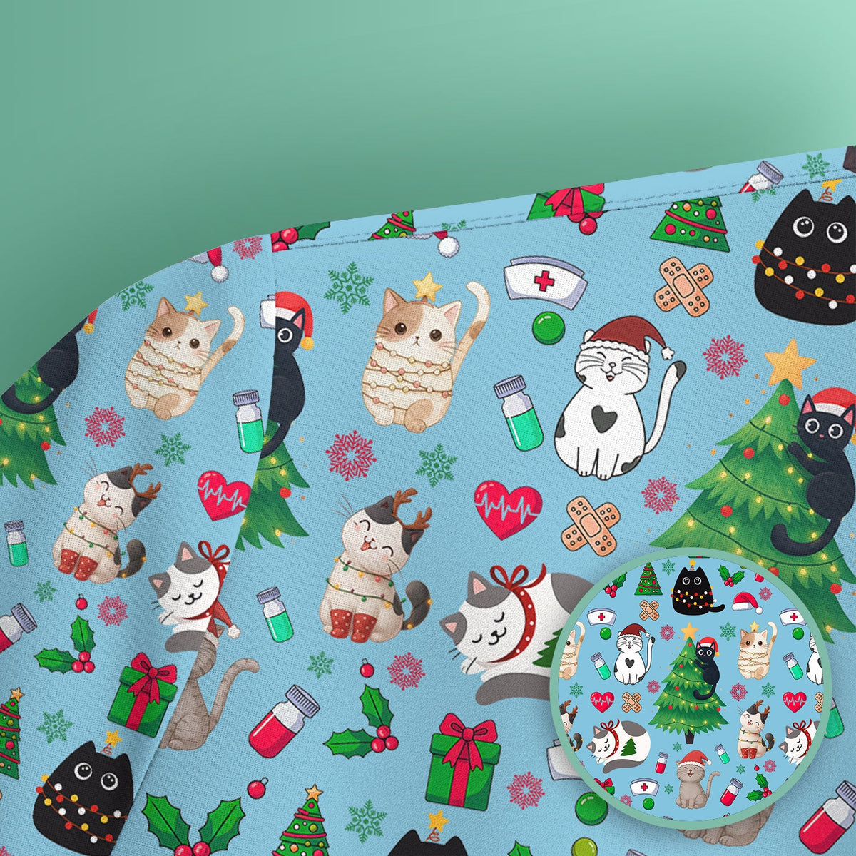 Christmas Pet Nurse Scrub Top