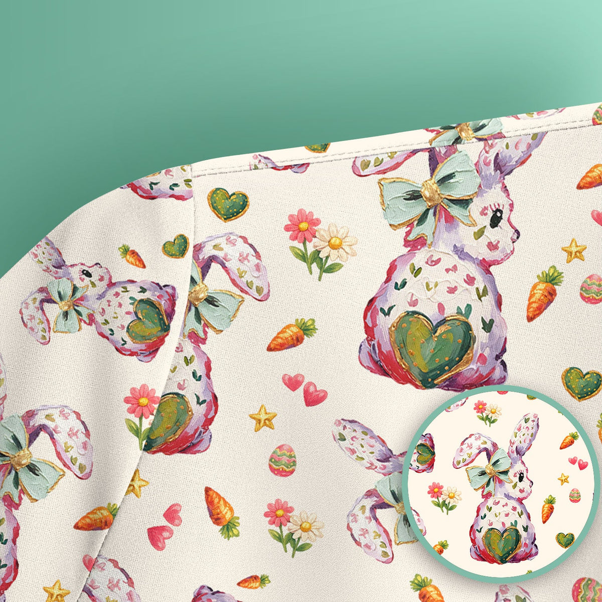 Pastel Bunny Easter Nurse Scrub Top