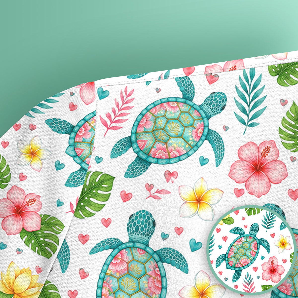 Tropical Sea Turtle Floral Nurse Scrub Top