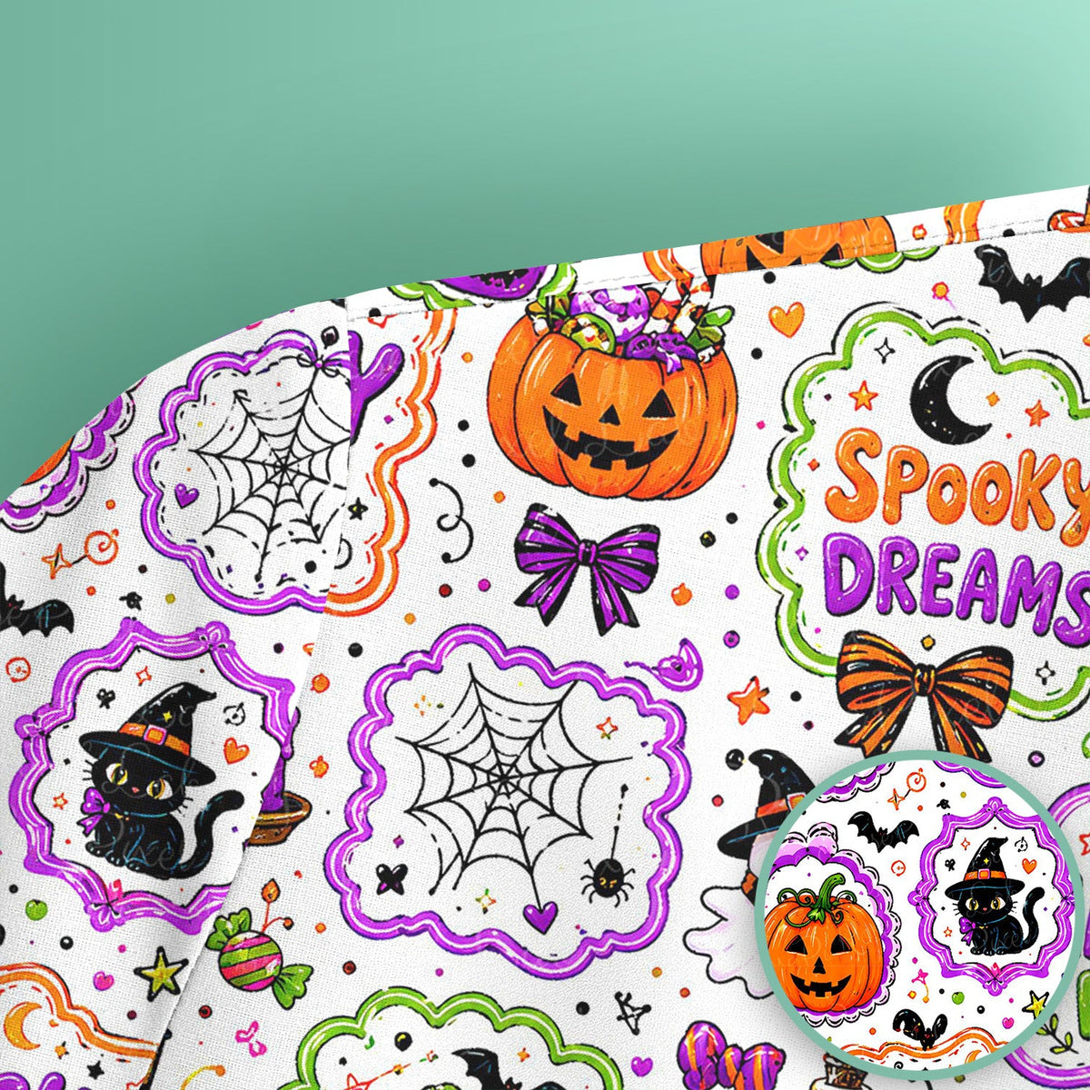 Halloween Black Cats Pumpkins Nurse Scrub Top