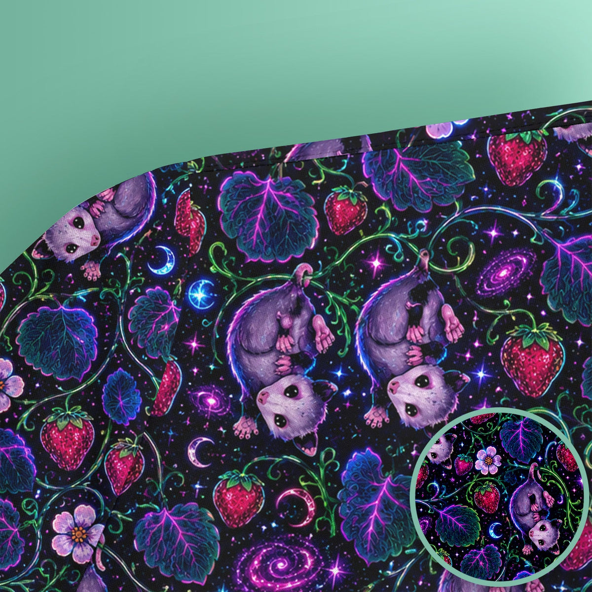 Galaxy Strawberry Opossum Nurse Scrub Top - Gift For Cat Lover