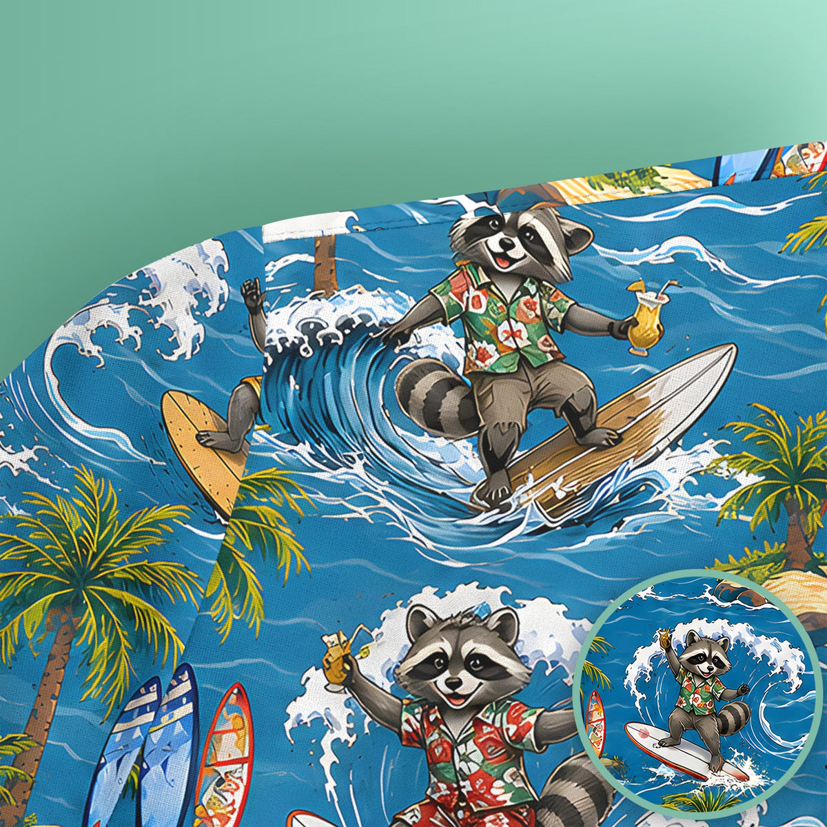 Tropical Surfing Raccoon Island Nurse Scrub Top