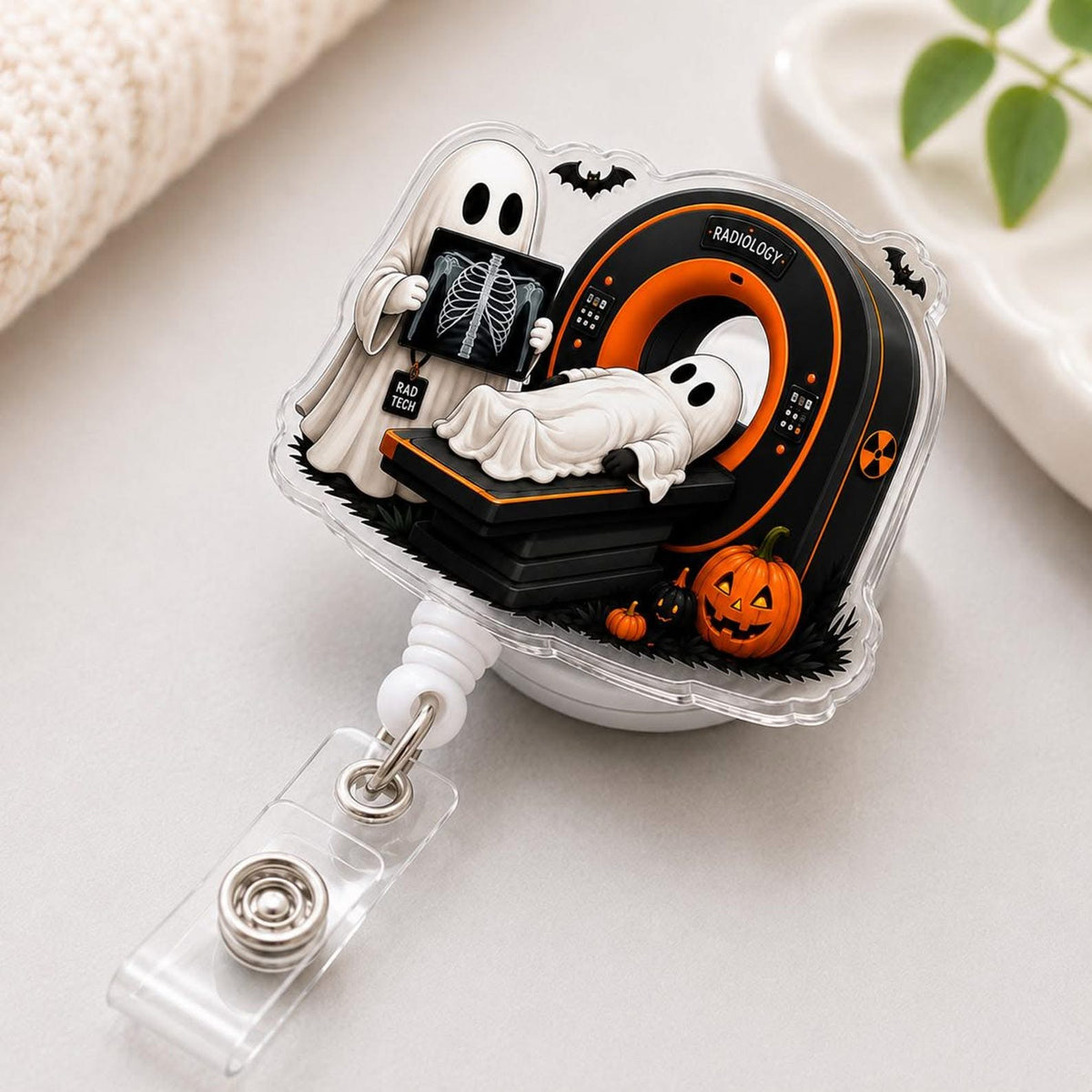 Halloween Ghost CT Scanner Badge Reel