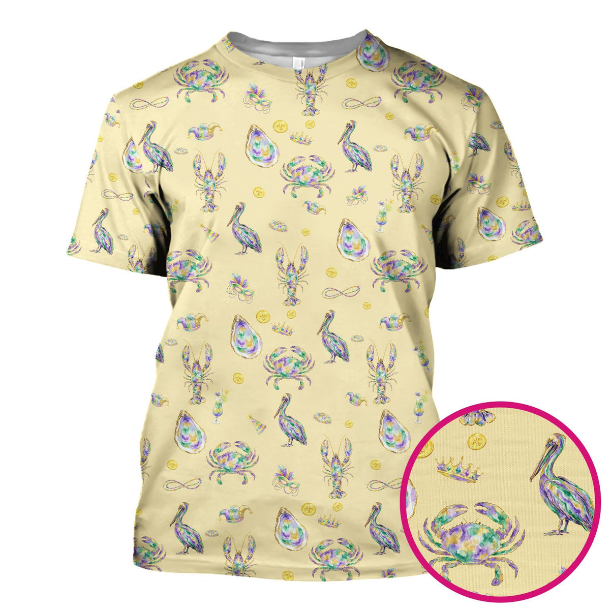Mardi Gras Seafood Nurse Scrub Top