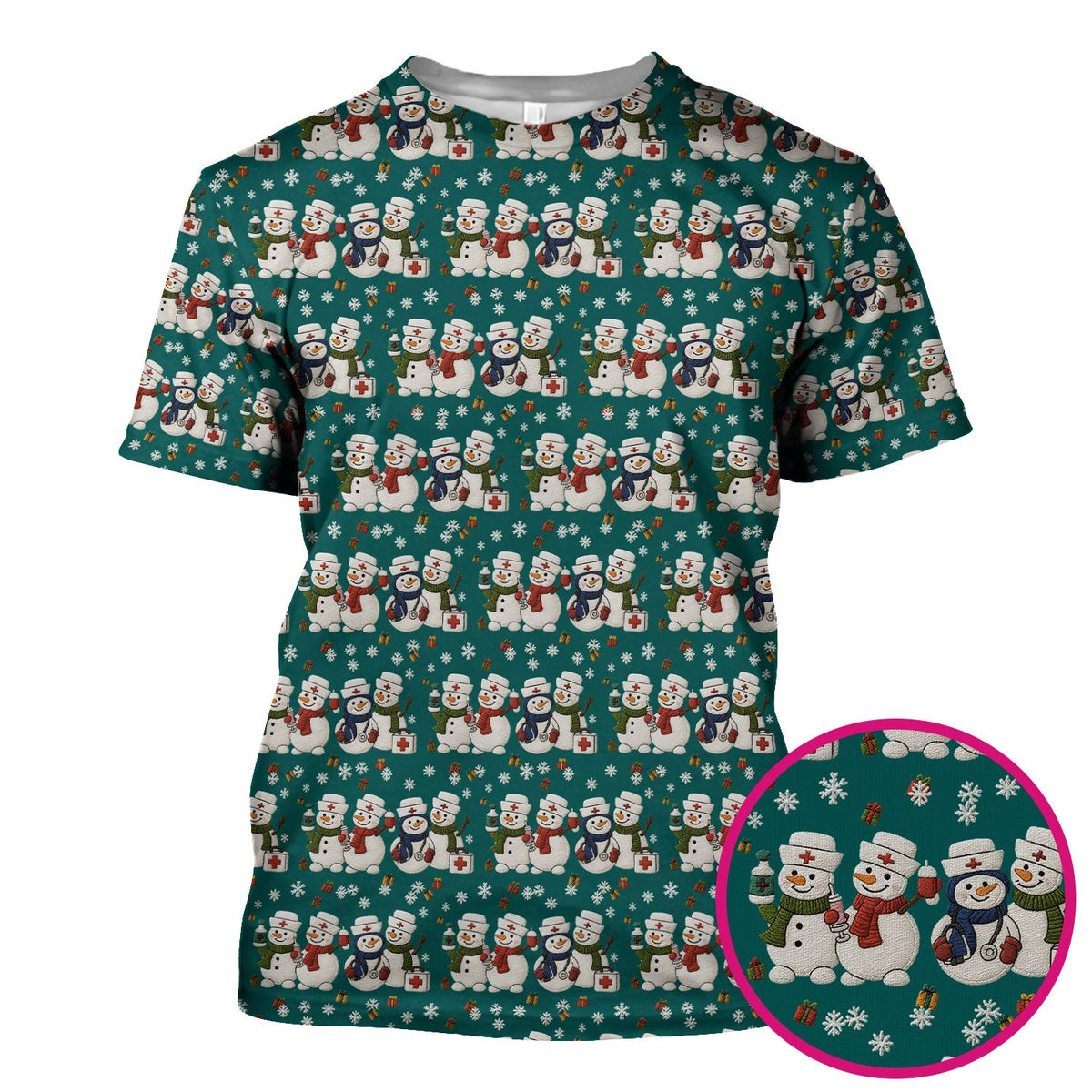 Snowman Nurse Scrub Top - Christmas Gift