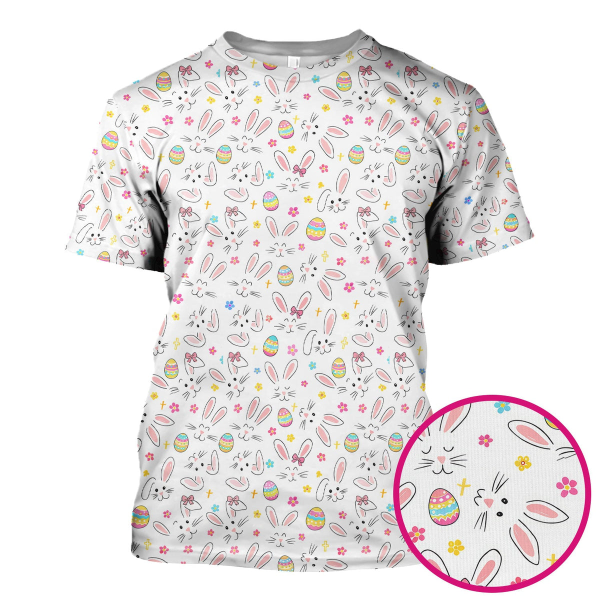 Bunny Faces Pastel Egg Nurse Scrub Top - Easter Gift