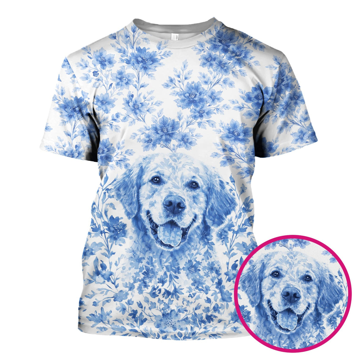 Personalized Pet Photo Floral Scrub Top
