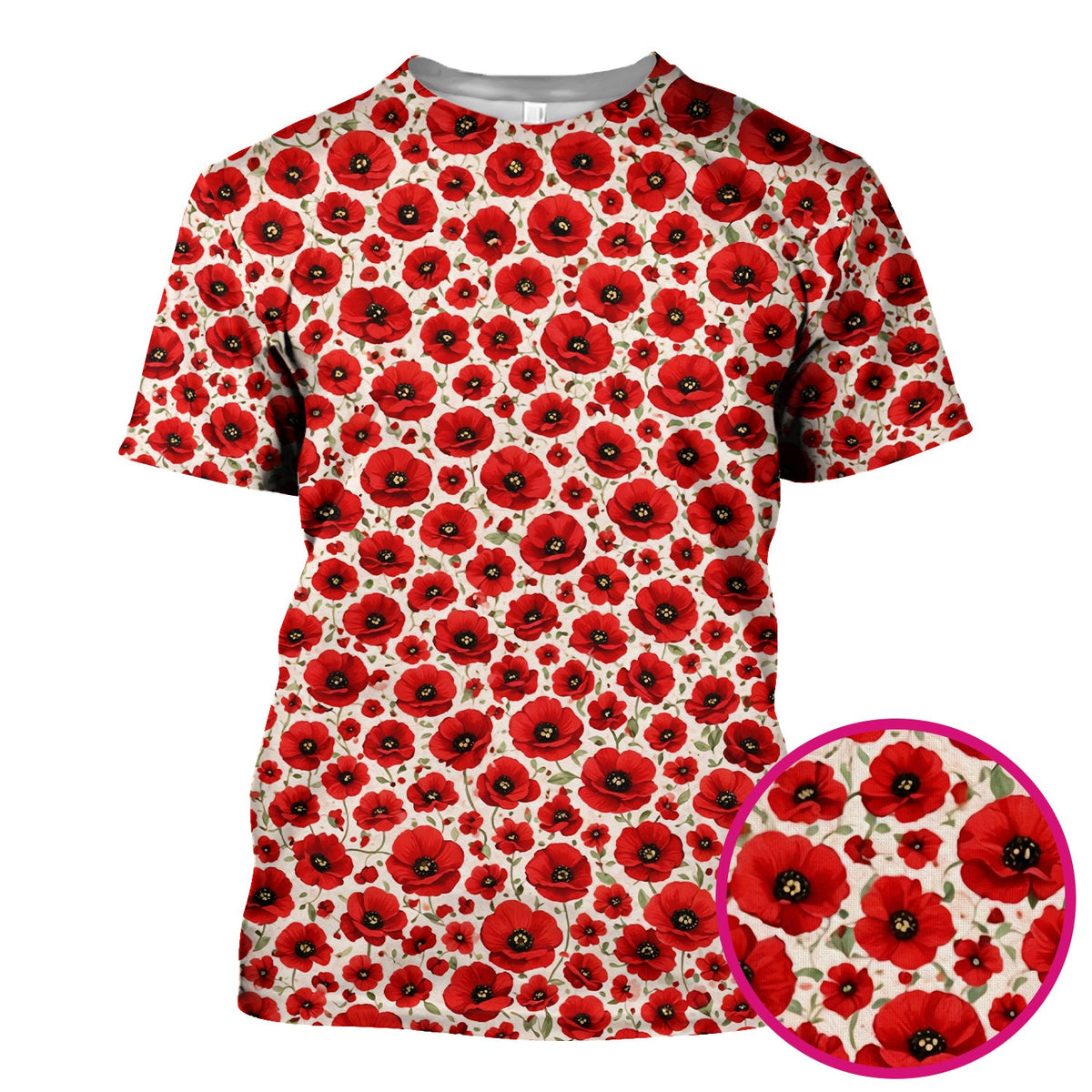 Red Poppy Flower Garden Nurse Scrub Top