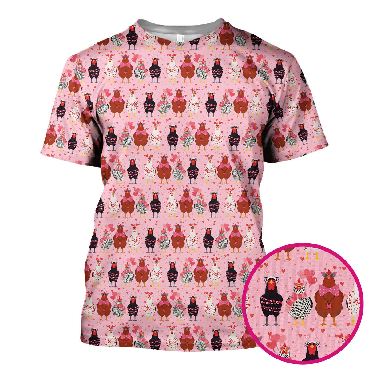 Funny Chicken Valentine Scrub Top, Chicken Pattern Scrub Shirt For Nursing, Valentine Gift For Nurse