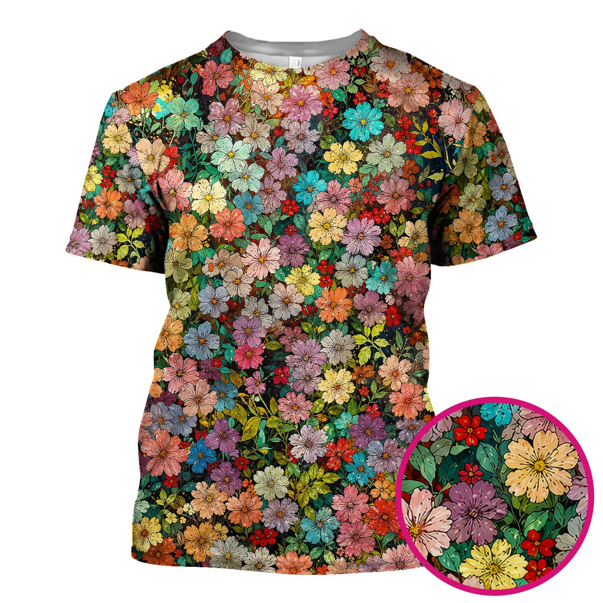 Colorful Wildflower Garden Bloom Pattern Nurse Scrub Top