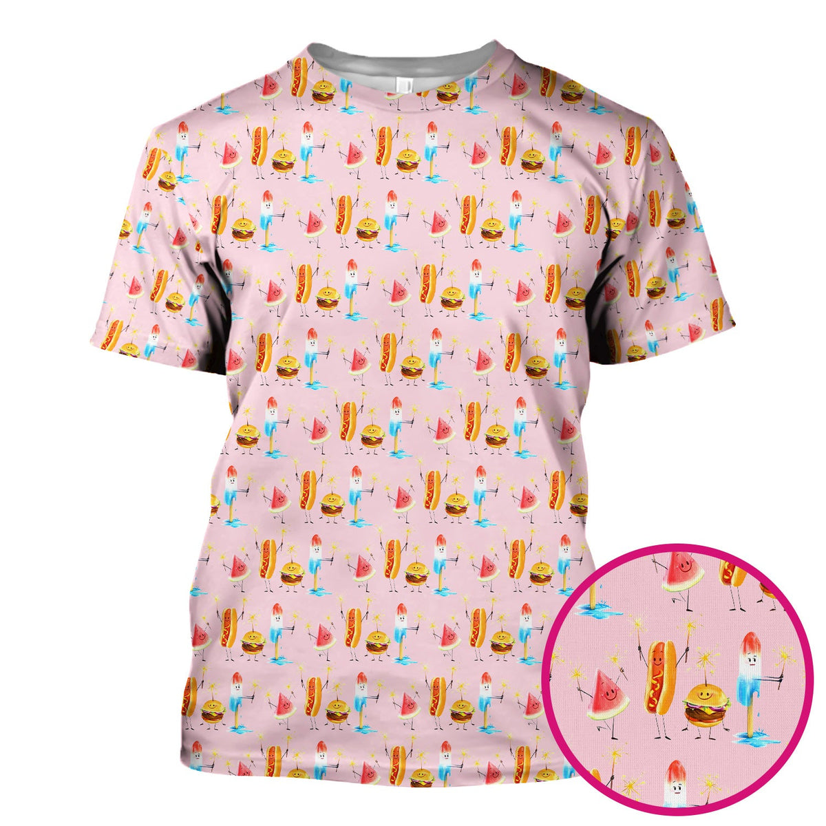 Summer Food Icons Nurse Scrub Top